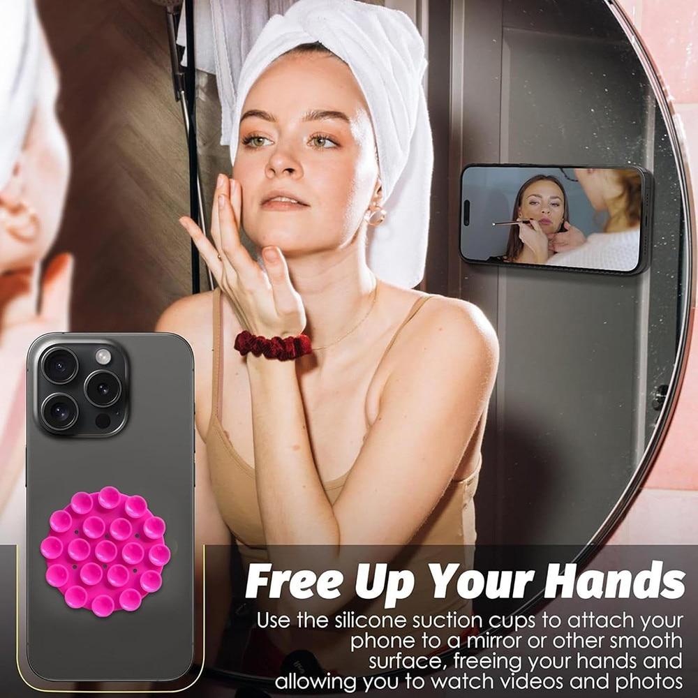 StickyPop Phone Holder Silicone Suction Cup Round Strong Grip Selfie Smooth Surfaces Yellow