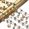 Link Chains for DIY Craft Blue Rhinestone Shell Vintage Style Tassel Chains for DIY Bracelet Supplies