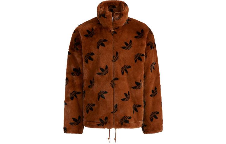 Adidas Originals Trefoil, Logo Fleece Lined Stand Collar Faux Fur Sports Jacket International Size Winter Unisex HI4657 XXS