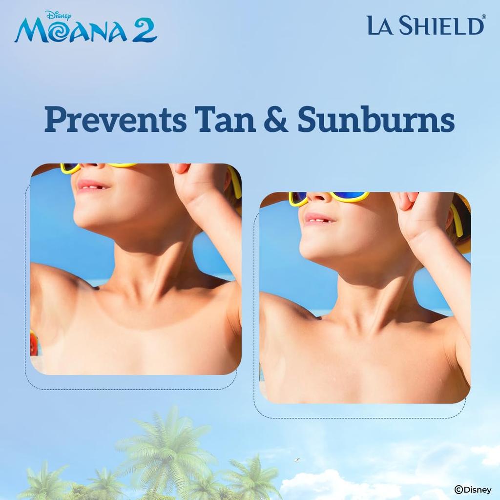 La Shield Disney Moana Kids Mineral Sunscreen SPF 50 PA+++ 50G | Free Sticker Set | Water Resistant | Fragrance Free | For Kids Over 2 Years