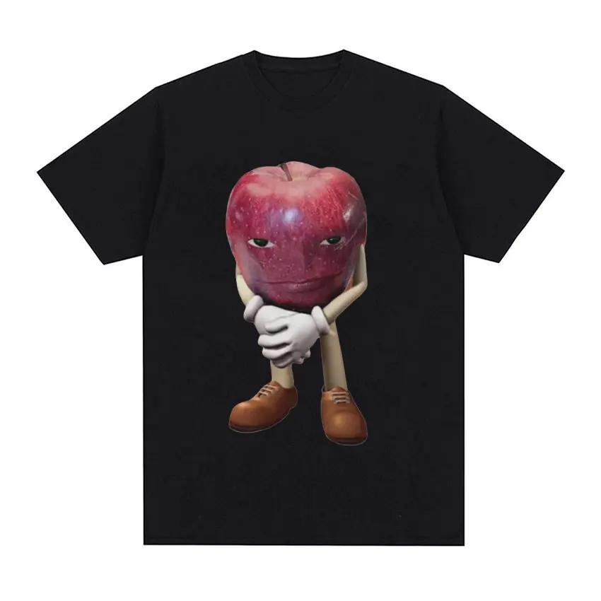 Summer Round Neck Funny Apple Pattern Top Fashionable Casual Pure Cotton Short Sleeved Men's and Women's Unisex T-shirts