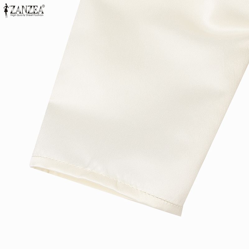 ZANZEA Women Casual Round Neck 3/4 Sleeve Elegant A-Line Dress