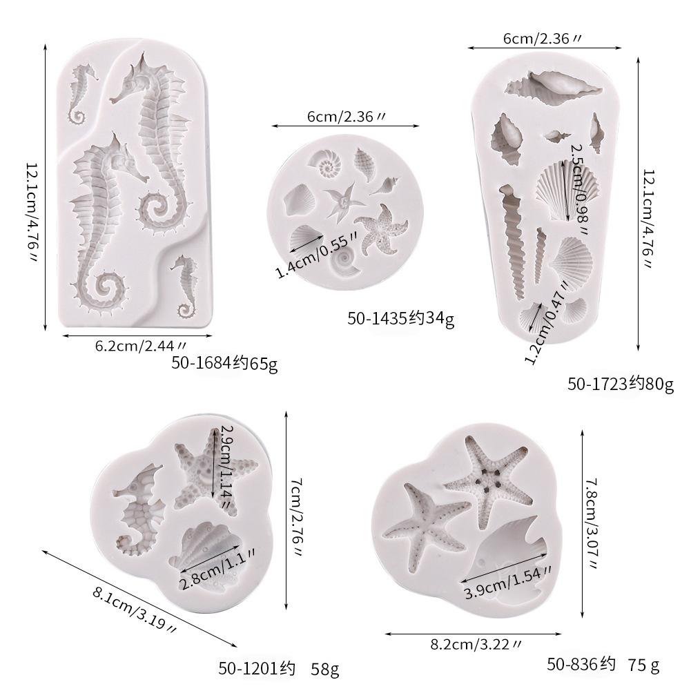 Kinds DIY Shell Starfish Conch Silicone Chocolate Mold Fish Mermaid Tail Fondant Cake Decorating Tools Clay Resin Art Moulds