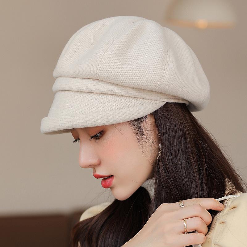 

Восьмиугольная шляпа Детская осенне-зимняя утолщенная теплая берет с защитой ушей Модная универсальная литературная шляпка-шоу One size (head circumference 55-58cm)