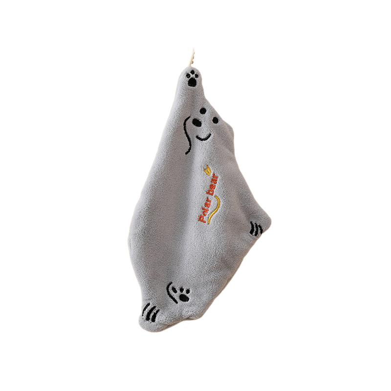 Polar Bear Hanging Hand Wiping Towel Christmas Towels Super Absorbent Kitchen Towel Coral Design Thick Cartoon Hand Towel