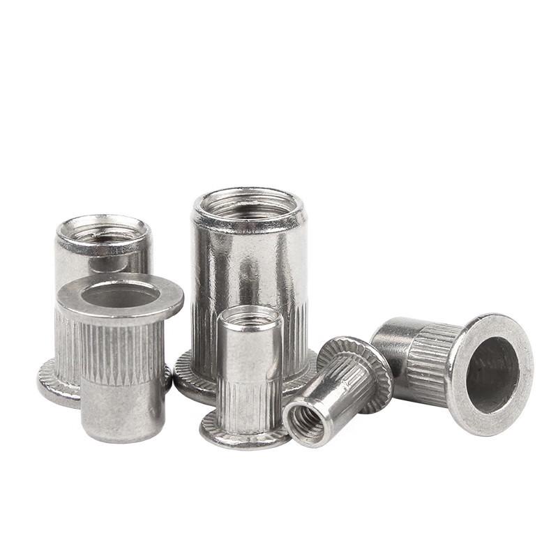 OIMG 304 Stainless Steel Flat Head Knurled Rivet Nuts