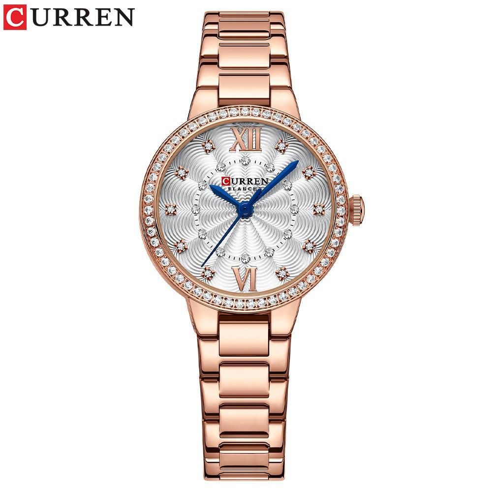 Curren 9085 Women s Fashion Steel Band Watch with Diamond Bezel