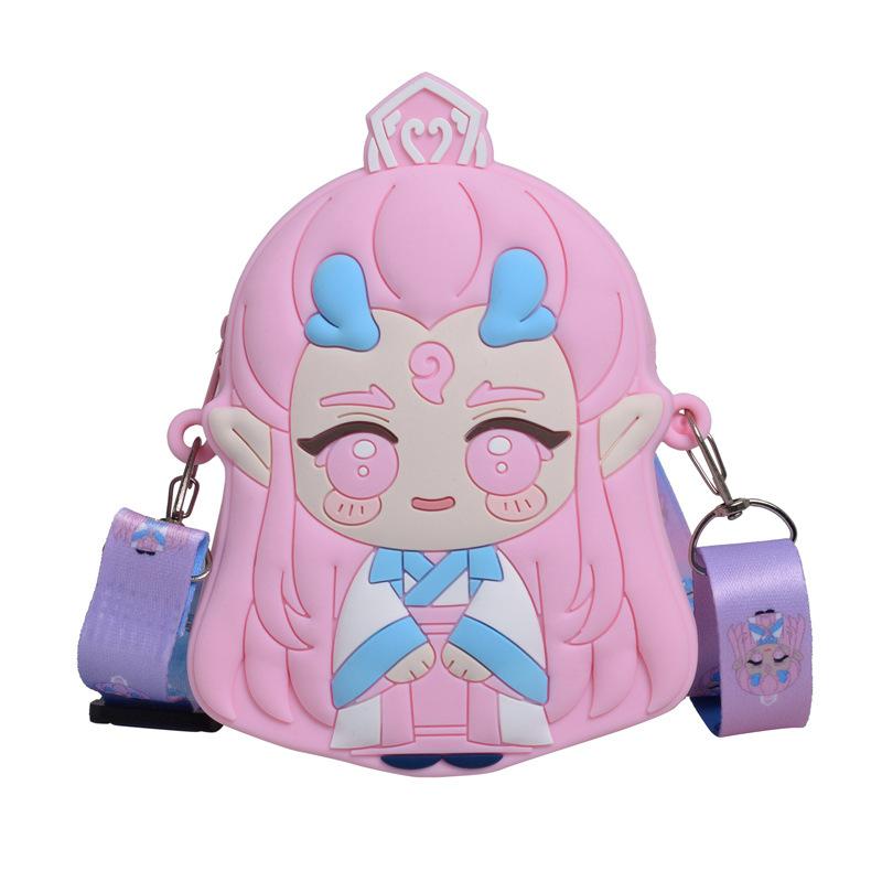 

2025 Мультяшная силиконовая сумка для мелочи кукла-подвеска Нечжа одежда Аобина 100 подходящих сумок розовый