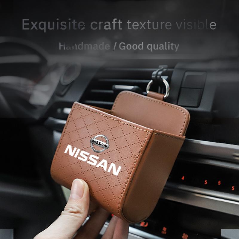 Car Interior Air Vent Storage Box Lipstick Card Sundries Bag For Nissan Sylphy N7 Teana Qashqai Note J10 J11 J31 Navara Juke GTR