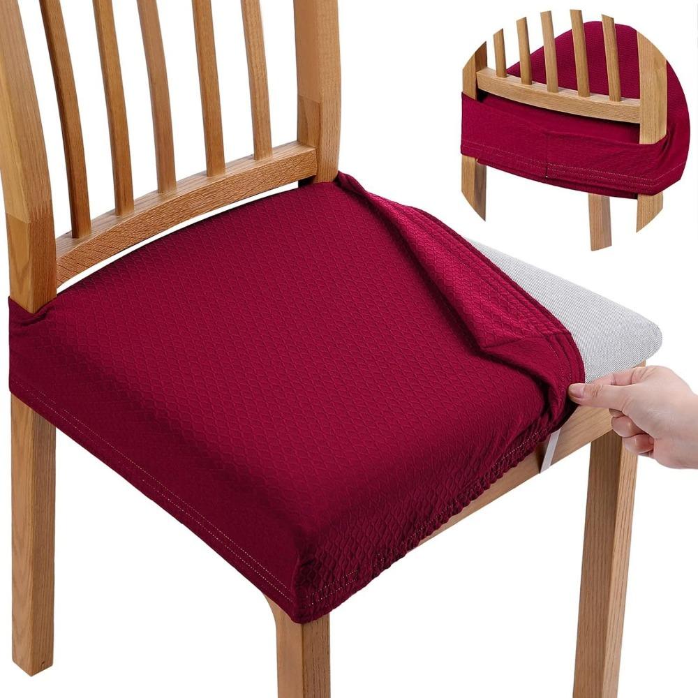 Removable Chair Seat Cover Solid Color Chair Cushion Cover Elastic Seat Protectors Restaurant