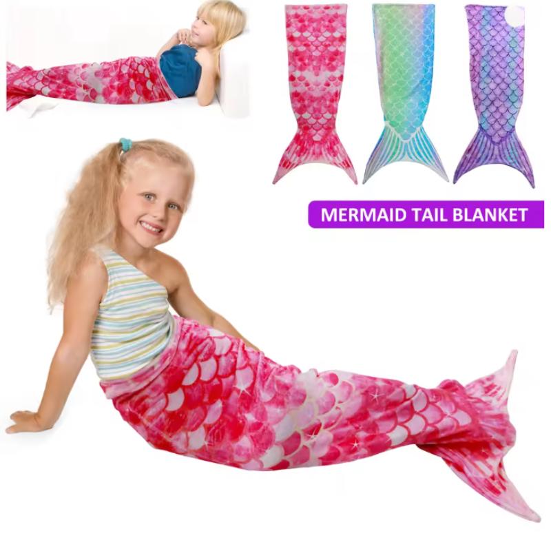 Flannel Mermaid Blanket Sleeping Blanket Adult Children Universal Mermaid Tail Blanket Comfortable Cute Blanket Hot Dropshipping