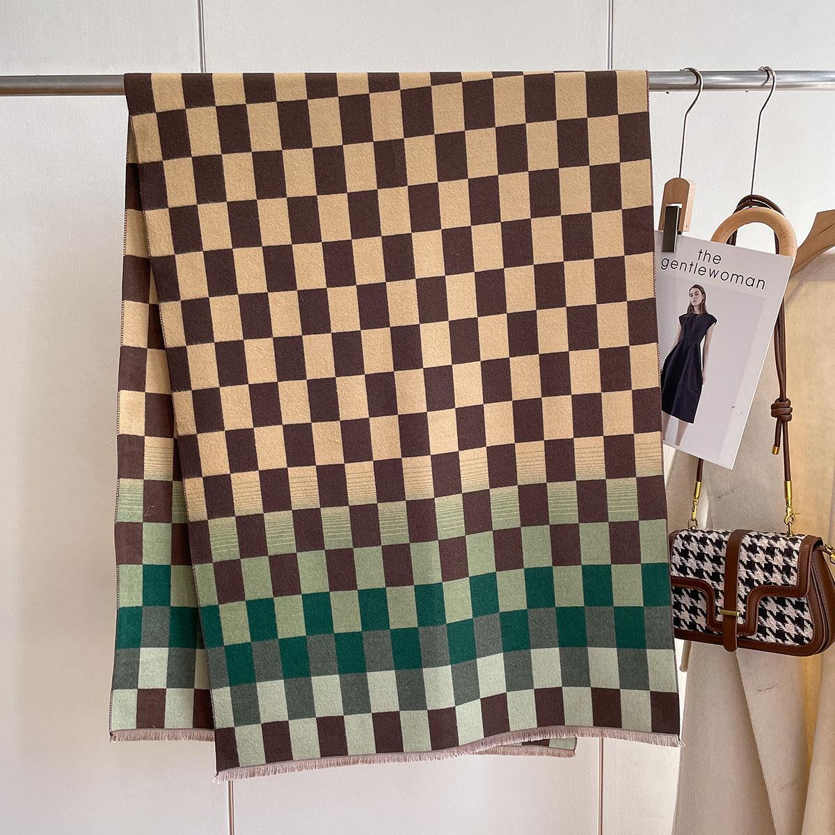 

Шарф женский, Высококачественный клетчатый шарф из имитации кашемира контрастных цветов, Утолщенная длинная шаль, Зимний хит, Корейская версия 190*65cm