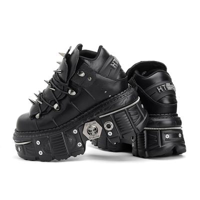 Nieuwe Punk Stijl Dames Schoenen Vetersluiting Hakhoogte 6CM Platform Schoenen Vrouw Gothic Enkel Rock Laarzen Metalen Decoratie Vrouw Sneakers