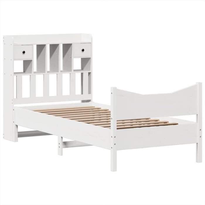 VidaXL Cadre de lit sans matelas blanc 75x190 cm bois de pin massif, lit, meuble de chambre à coucher, lit en bois, lit 3323402