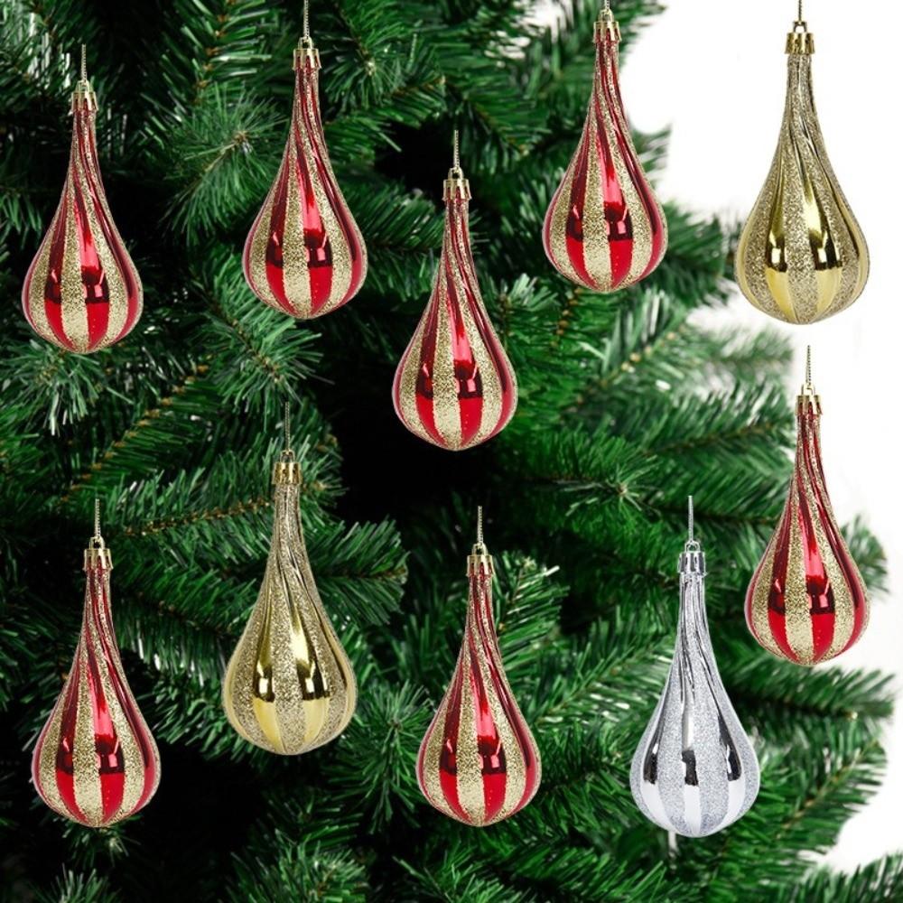 4Pcs Water Drop Ball Christmas Tree Pendants Special-shaped Xmas Tree Pendant Home Decoration