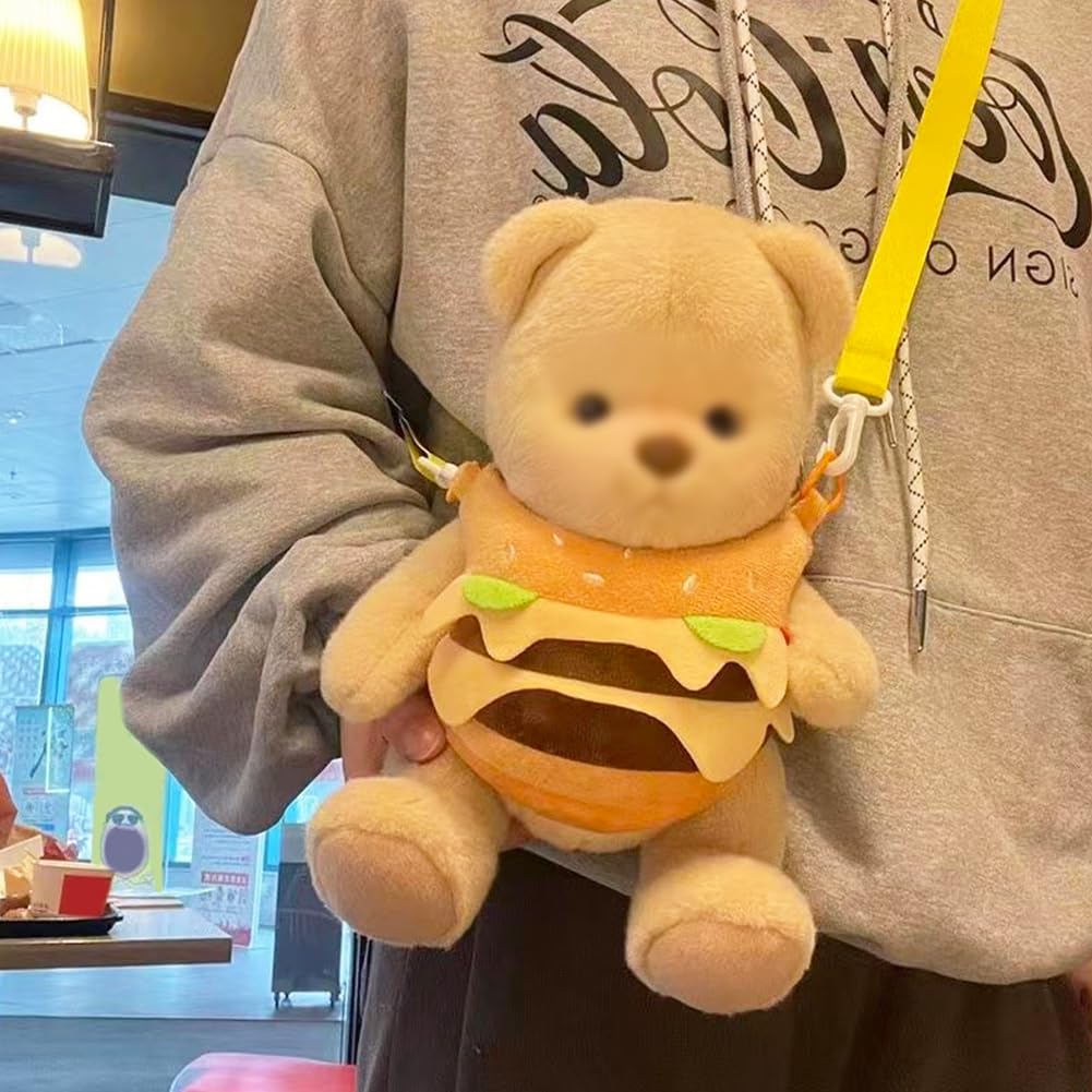 YUYAKESHI Cotton Doll Cute Hamburger Outfit for with Shoulder Perfect for Going and as a Plush Toy for 20cm Cotton Clothes, Kimono, Dolls, Strap, Out,