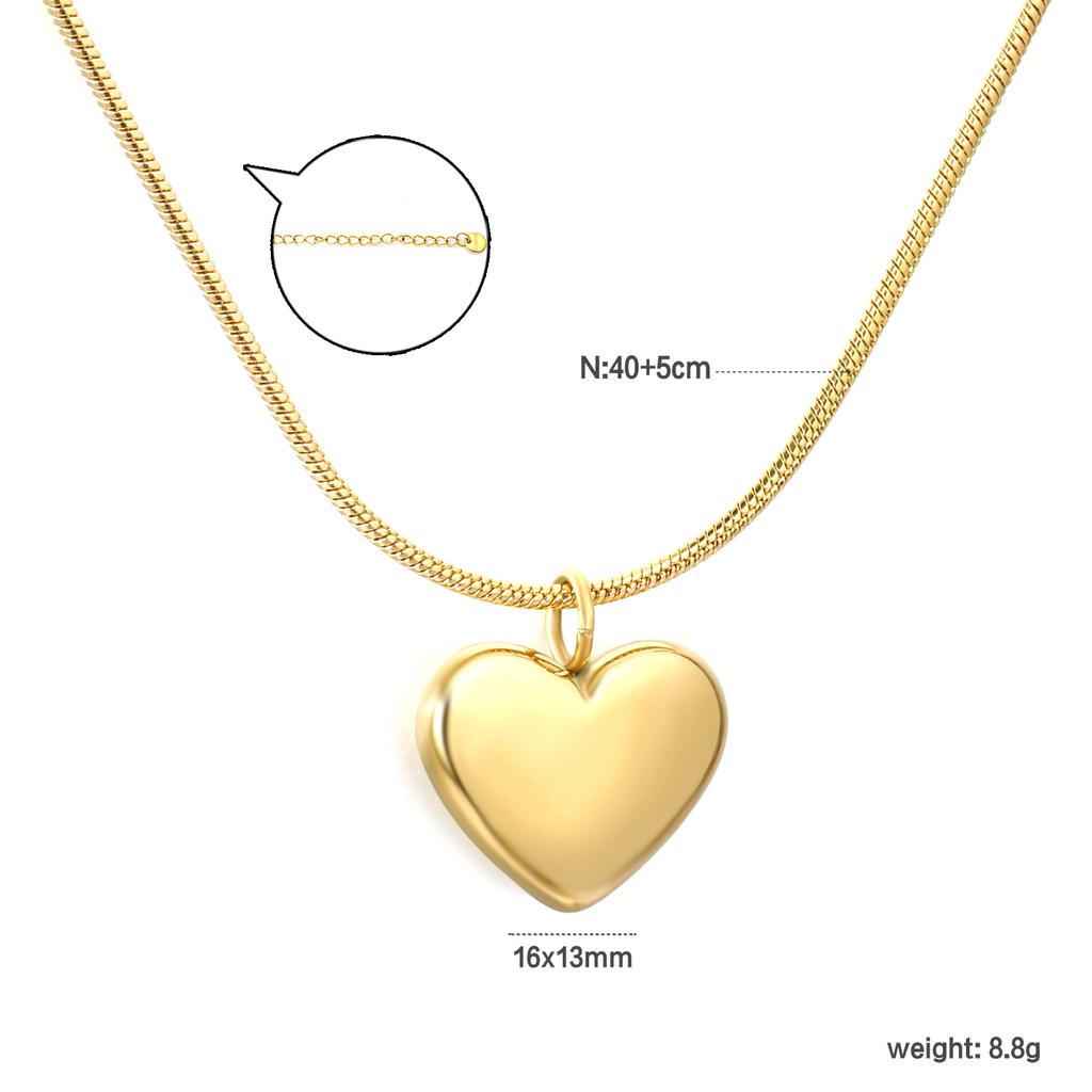 Elegant and Sweet Stainless Steel Gold-plated Heart Necklace for Women, Collarbone Chain Fashionable Holiday Party Gift Jewelry