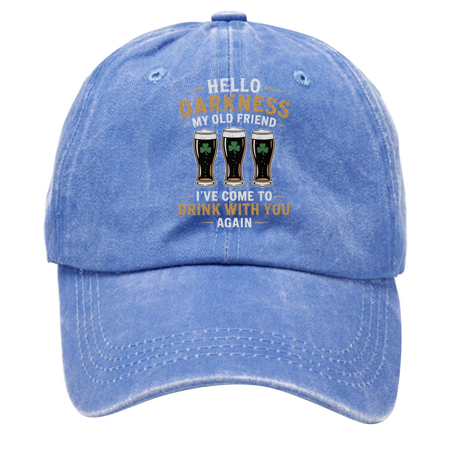 

Washed cotton baseball cap with printed distressed soft top denim hat, vintage hat One Size