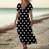 Fashion Women's Summer V-Neck Short Sleeve Vintage Floral Print Beach Dress