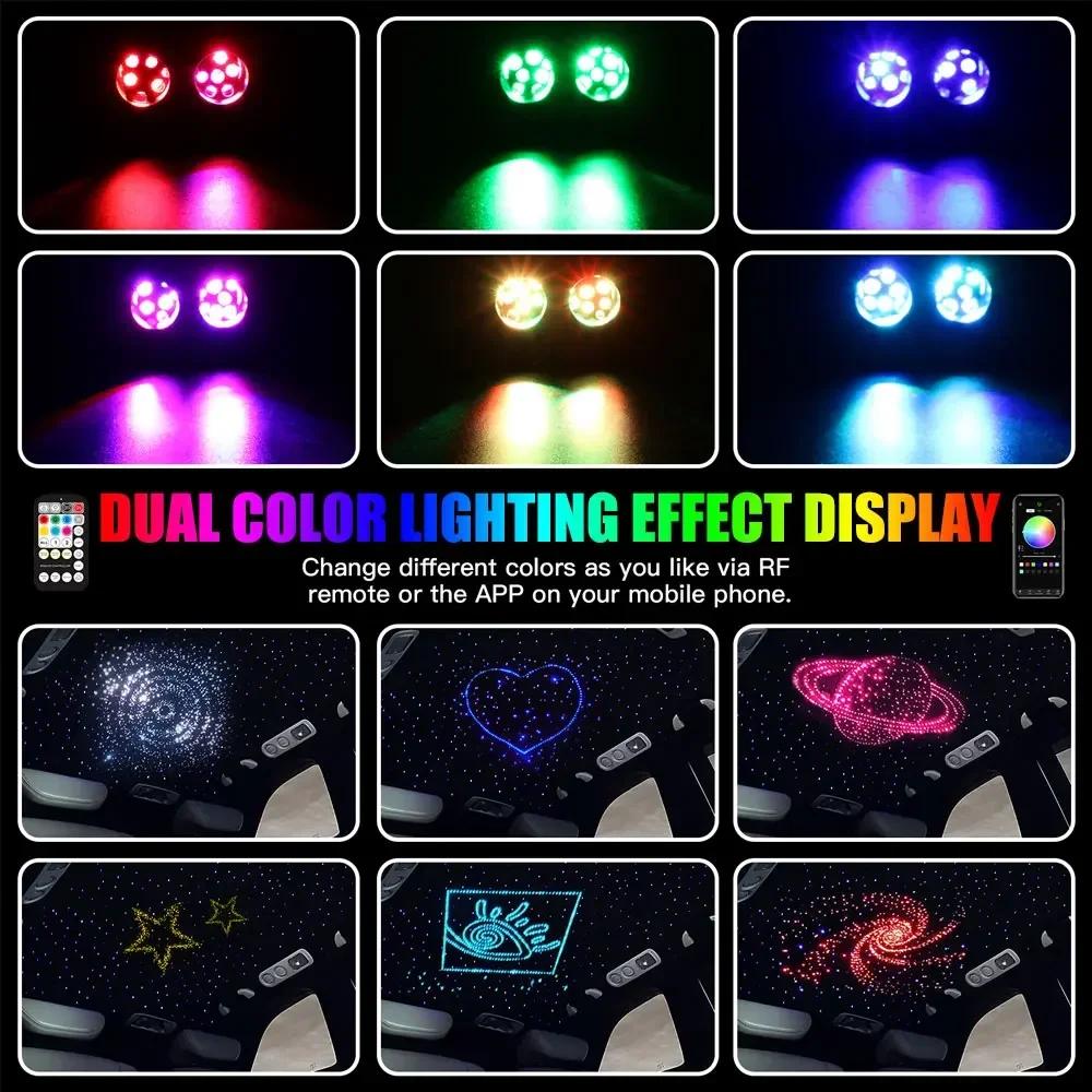 20W RGBW Twinkle Double Head Car Starry Sky Music Control Car Roof Star Fiber Optic Star Ceiling Kit Smart APP Fiber Optic Light