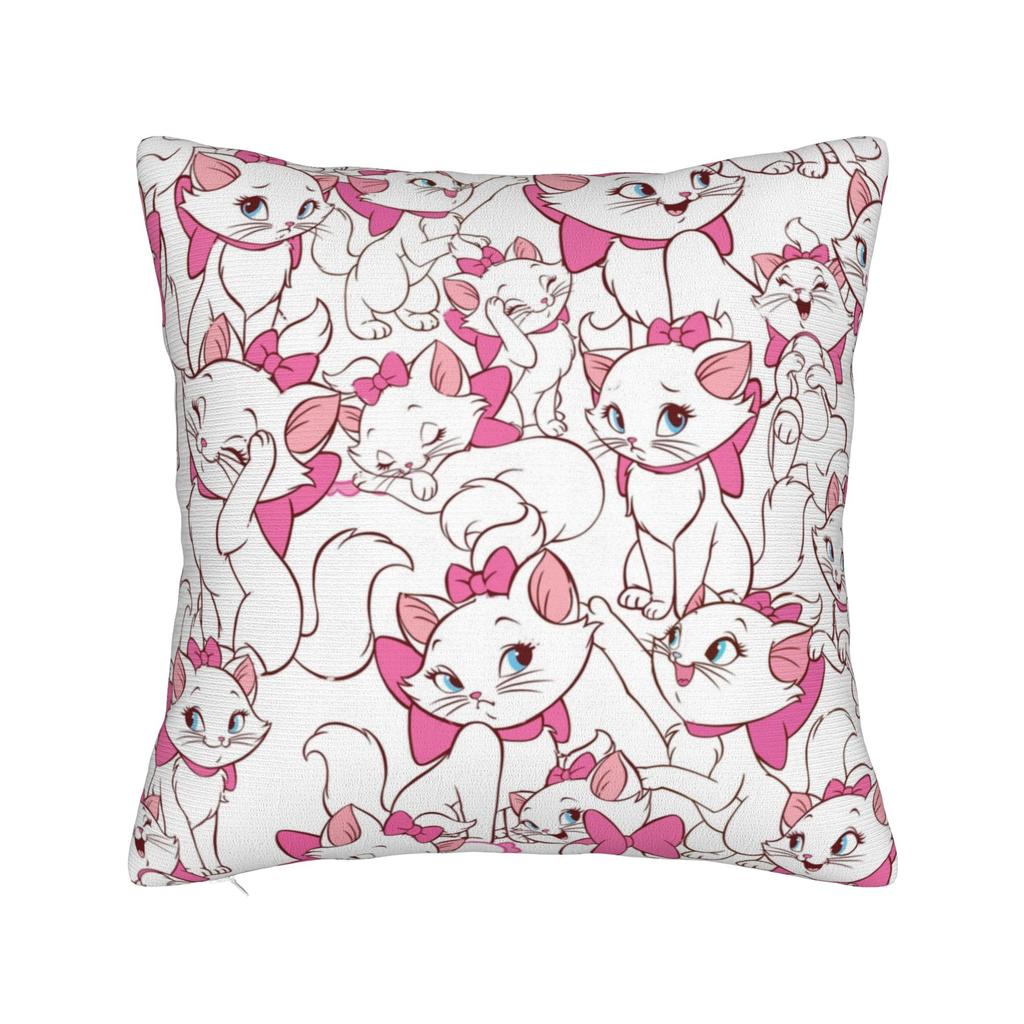 Marie Cat Inspired  Square Pillow Case Cushion Cover Funny Polyester Decor Pillowcase for Sofa 45x45cm
