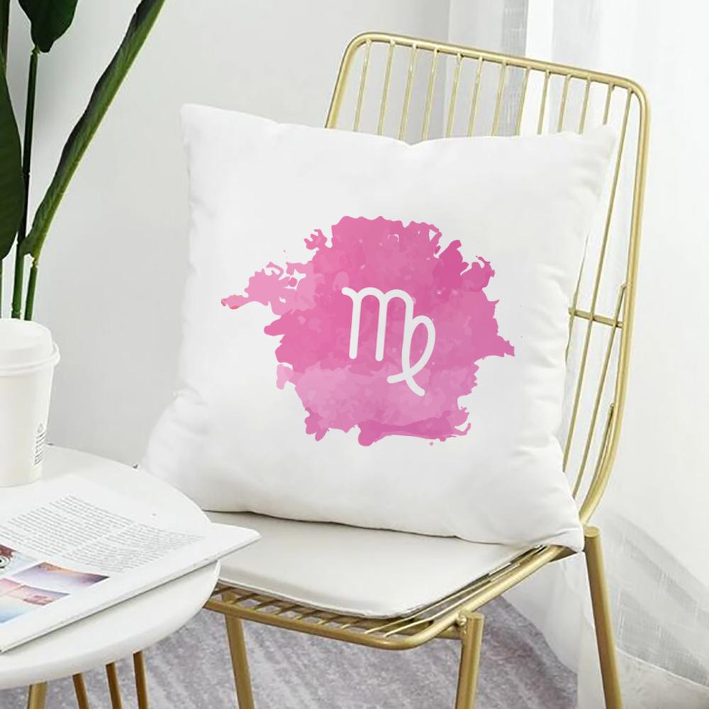 12 Constellations Polyester White Pillow Covers Simplicity Home Sofa Office Coffee Shop Backrest Decorative Pillows Pillowcase