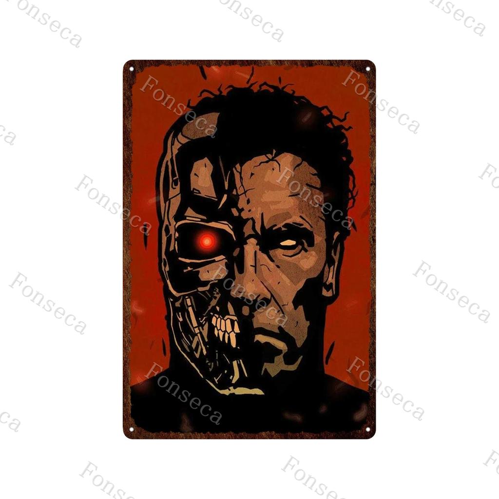 Terminator 2 Movie Metal Poster Tin Sign Classic Movies The Terminator Metal Plates Home Decoration Wall Art Iron Paining