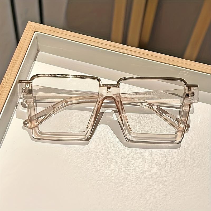 Chic Square Candy-Colored Glasses for Women - Durable Plastic & Metal Frame, Blue Light Blocking Clear Lens, Perfect for Parties