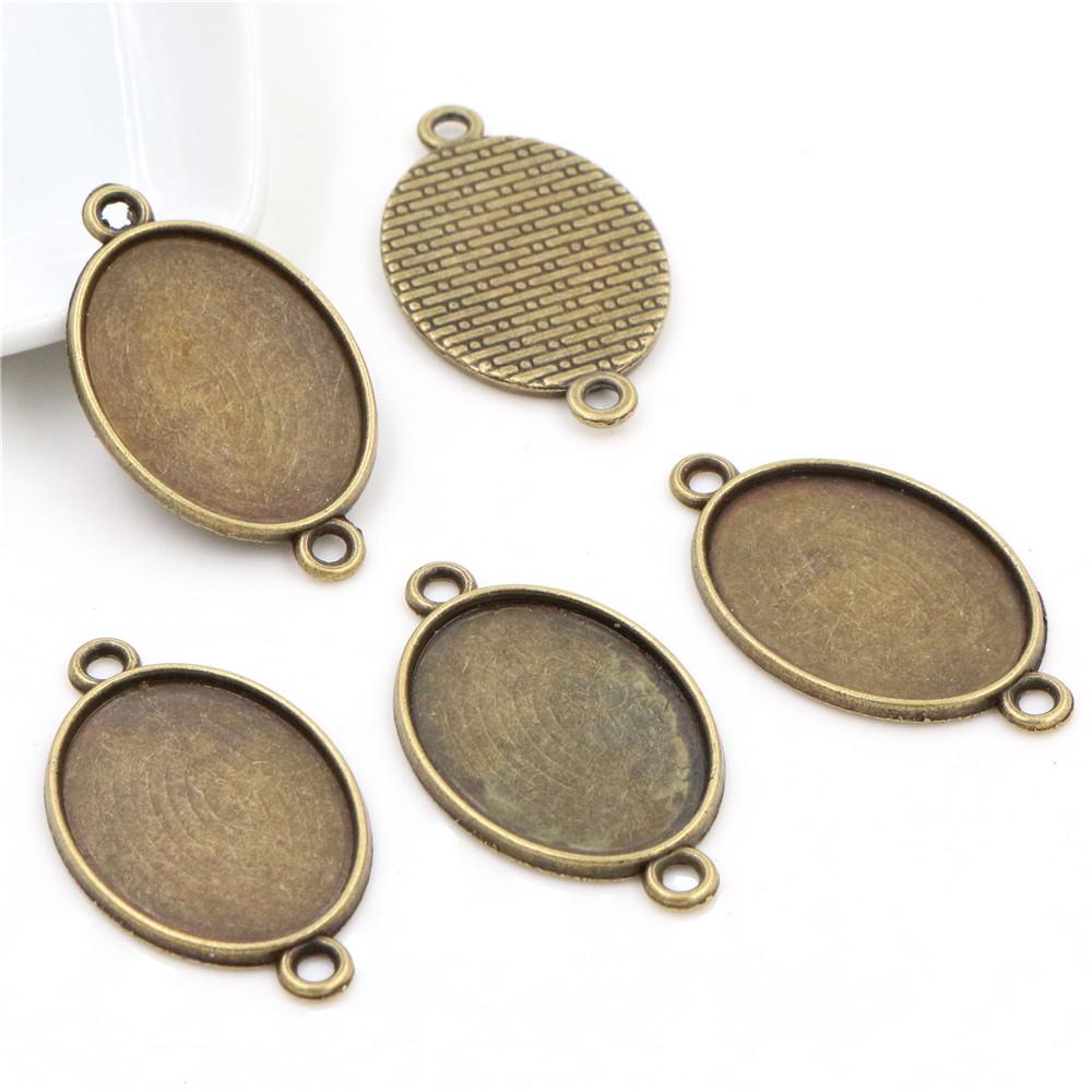 

10pcs 18x25mm Inner Size 3 Colors Plated Classic Style Cameo Cabochon Base Setting Charms Pendant necklace findings