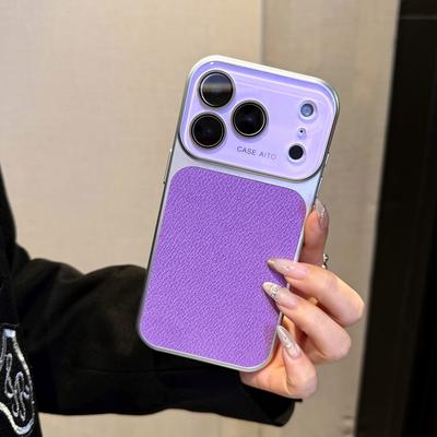 Luxus Blocker PU-Leder Litschi-Textur Großes Fenster Handyhülle Für iPhone 17 16 15 14 13 Pro Max Glaslinse Stoßfeste Abdeckung