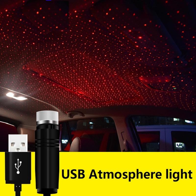 Romantic LED Car Roof Star Night Light Projector Atmosphere Galaxy Lamp USB Decorative Lamp Adjustable Car Interior Decor Light