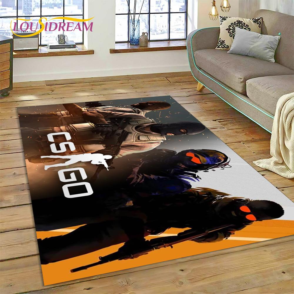 CS GO, Counter Strike Spiel Gamer HD Teppich für Wohnzimmer Schlafzimmer Dekoration, Bodenteppich rutschfeste Dekoration für Sofa Fußmatte Geschenk