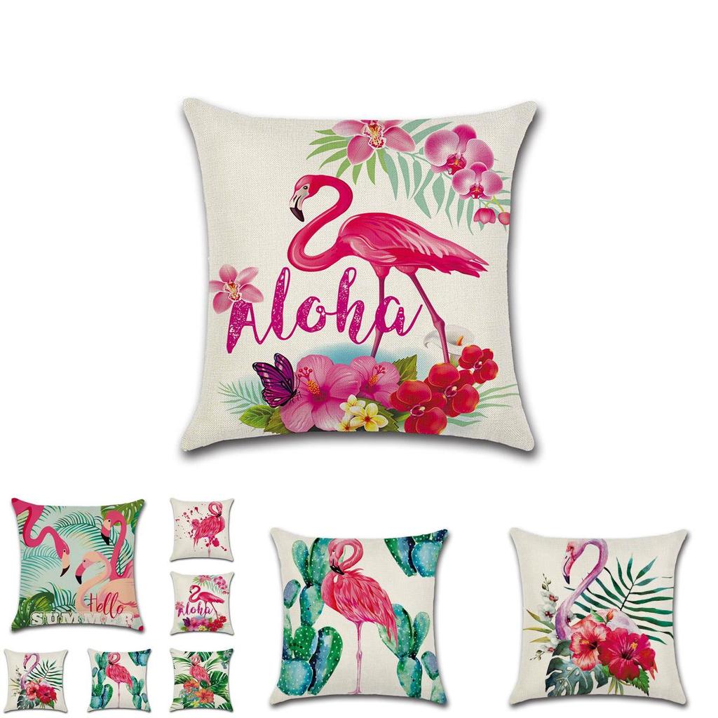 Luxurious Flamingo Tropical Monstera Cotton Linen Cushion Cover For Chic Living Spaces