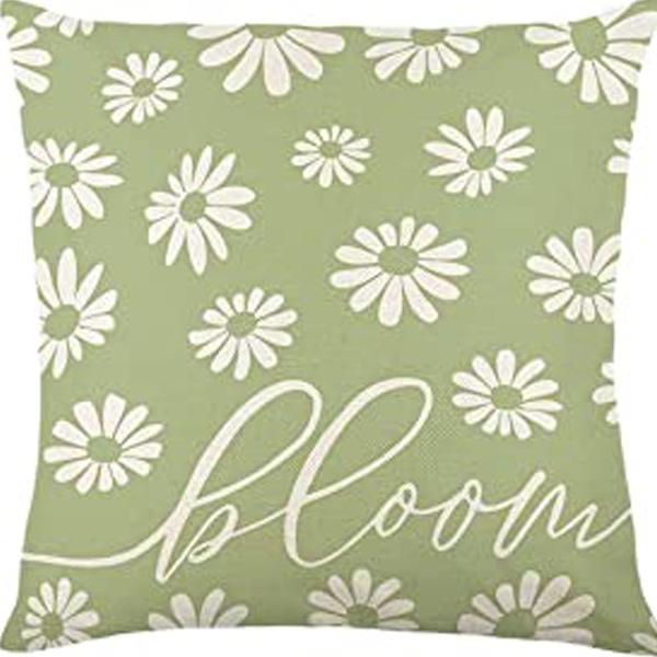 Small Daisy Flower Pillowcase New Striped Linen Home Fabric Sofa Pillowcase Light Luxury
