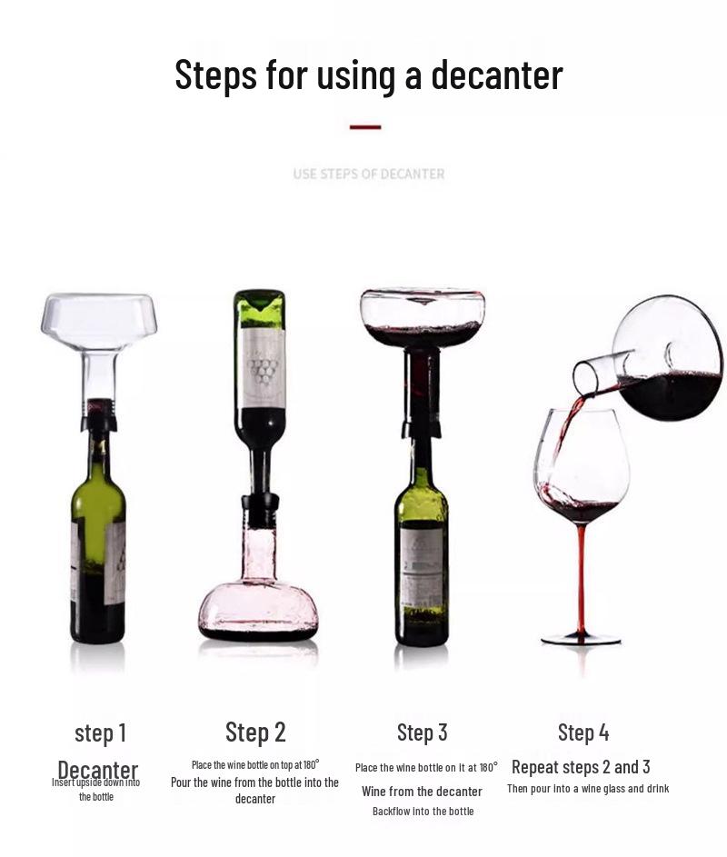 Caraffa Grande in Cristallo con Tappo e Aeratore Rapido per Vino.