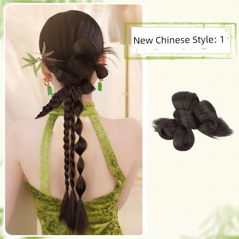 

Ponytail False Braids Women s New Chinese Style Flower Braid Two-Strand Twisted Twist Braid Chinese Ancient Style Braided Bridal Hairstyle Headdress New Chinese style flower contract