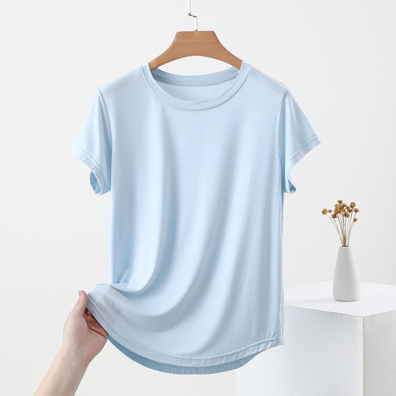 Women's Slimming U-Neck Short Sleeve Solid T-Shirt - Summer Fashion Basic