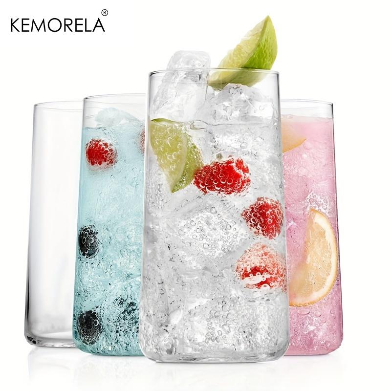 KEMORELA Wassergläser 1/2/4 Stück Dünne Highball-Gläser Klare Hohe Glasbecher für Wasser Saft Getränke und Cocktails Spülmaschinenfest