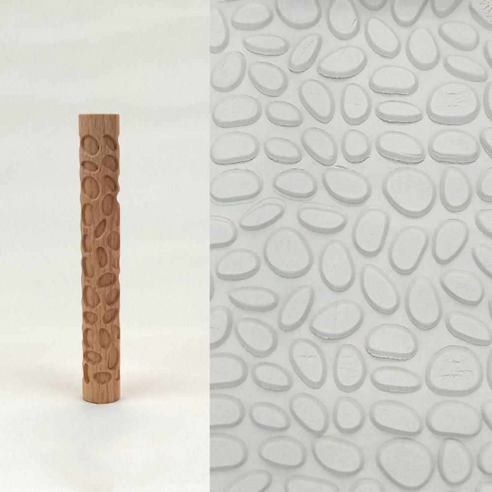 DIY Wooden Pressure Roller Creative Embossed Rolling Pin Pottery Art Clay Roller  Art Supplies