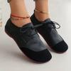 Women's Vintage Flat Bottom Casual Shoes Plus Size Versatile Soft Leather Flats Oxfords Woman Lace-up Soft-soled Casual Sneakers