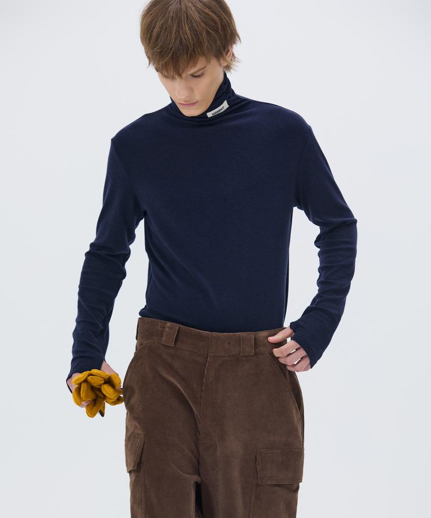 NOHANT Soft Turtleneck T-Shirt Navy