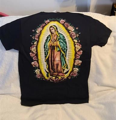UNSERE DAME VON GUADALUPE ROSE BLUME BLUMEN ROSEN GEBET RÜCKENPRINT T-SHIRT
