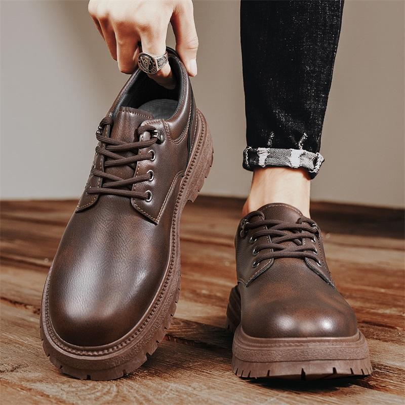 Men's shoes autumn British style men's casual leather shoes work non-slip wear-resistant tooling labor insurance sports low-top Martin boots
