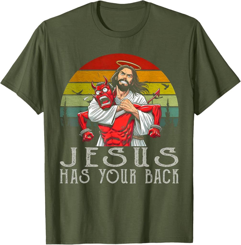 Jesus Has Your Back Funny MMA Choke Holds TShirt 100 Cotton ONeck Short Sleeve Summer Casual Mens Tshirt Streetwear