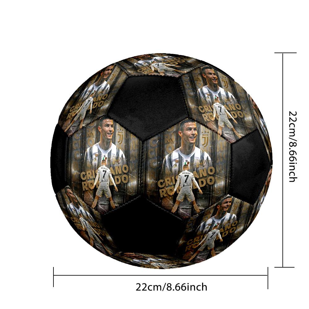 1PC Cristiano Ronaldo Heart Size 5 Soccer Ball PrahaIndoor Soccer Ball Colorful All Ages Machine Stitched PVC Competition Ready Durable High-Bounce