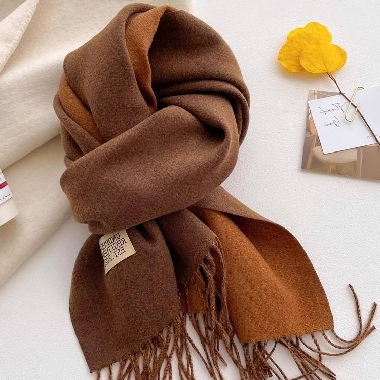 Super Soft Waxy Cashmere Scarf for Women in Winter High End  Korean Version  Versatile Camel Color  Double sided Solid Color  Warm Scarf for Mother