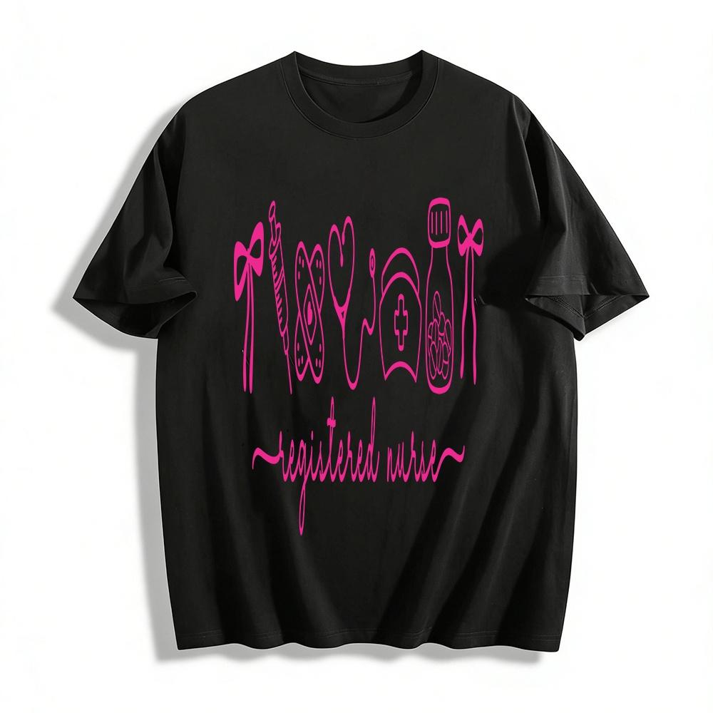 Registered Nurse Themed Printed Casual Top Medical Staff Commemorative Tee Pure cotton T-shirt XXS
