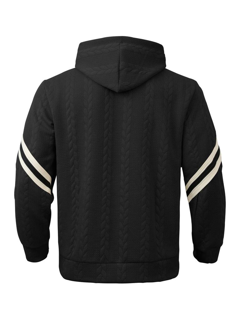 Autumn/Winter Jacquard Heavyweight Men's Warm Hooded Outdoor Sports Hoodie