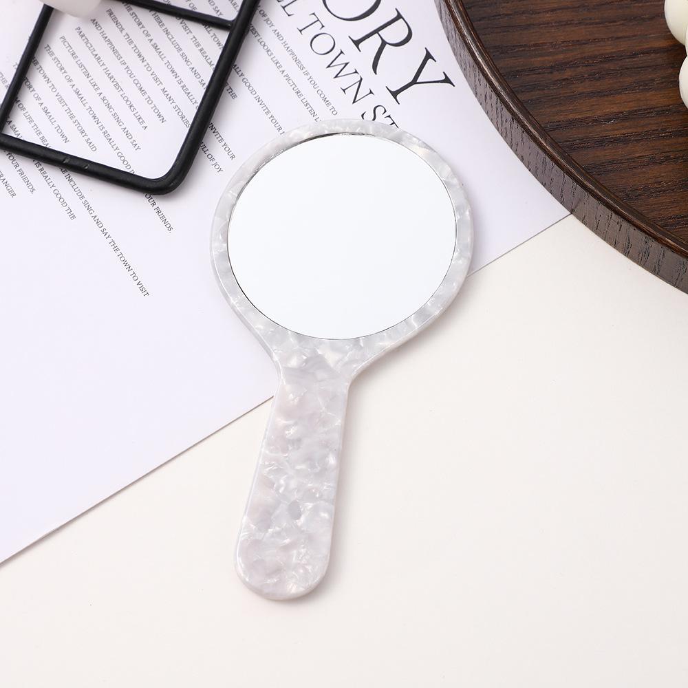 Poignée Acétate Petit Miroir Rond Portable Compact Miroir de Maquillage Miroir à Main pour Retouches Quotidiennes Miroir à Poignée Transfrontalier