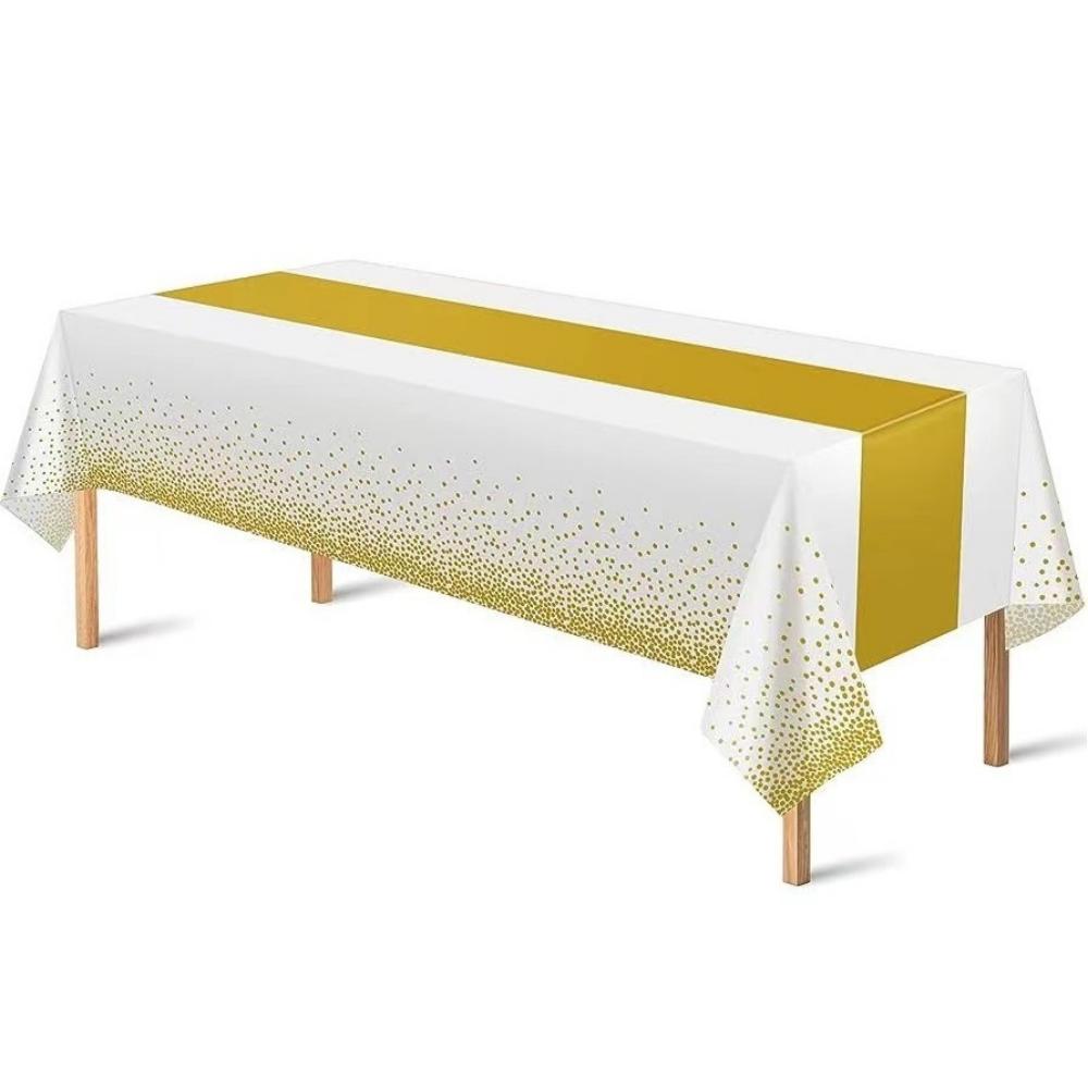 Gold Polka Dots Confetti Plastic Tablecloths Disposable Table Covers Thanksgiving Table Cloths for Picnic Birthday Wedding Party